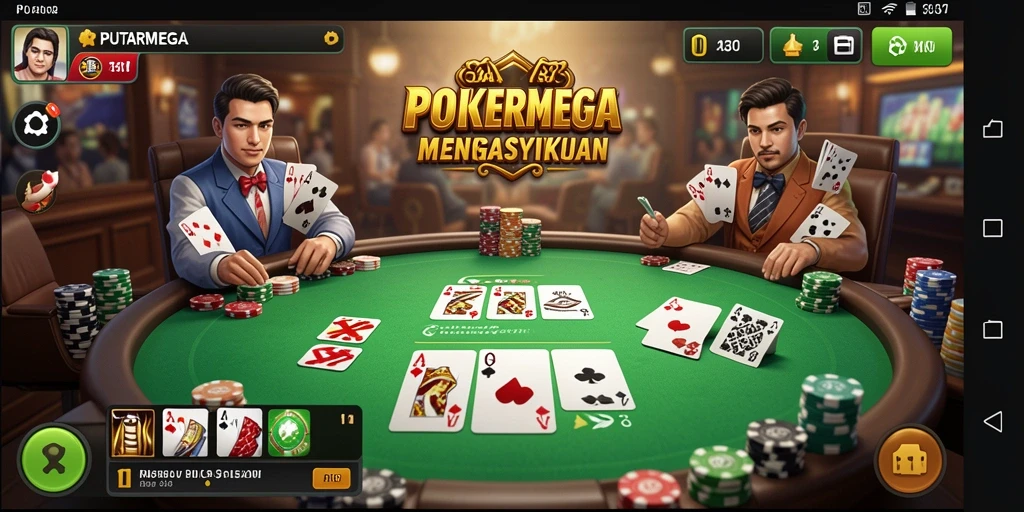 Tampilan gameplay PUTARMEGA yang menarik dan mendebarkan saat bermain poker.