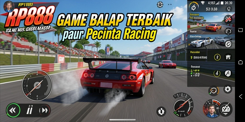 Tampilan gameplay RP888 dengan aksi balap yang seru dan mendebarkan.